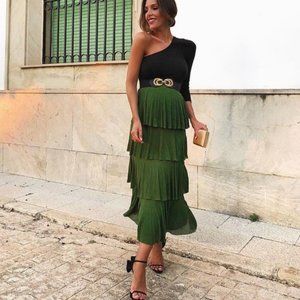 Zara Knit Tiered Ruffle Skirt